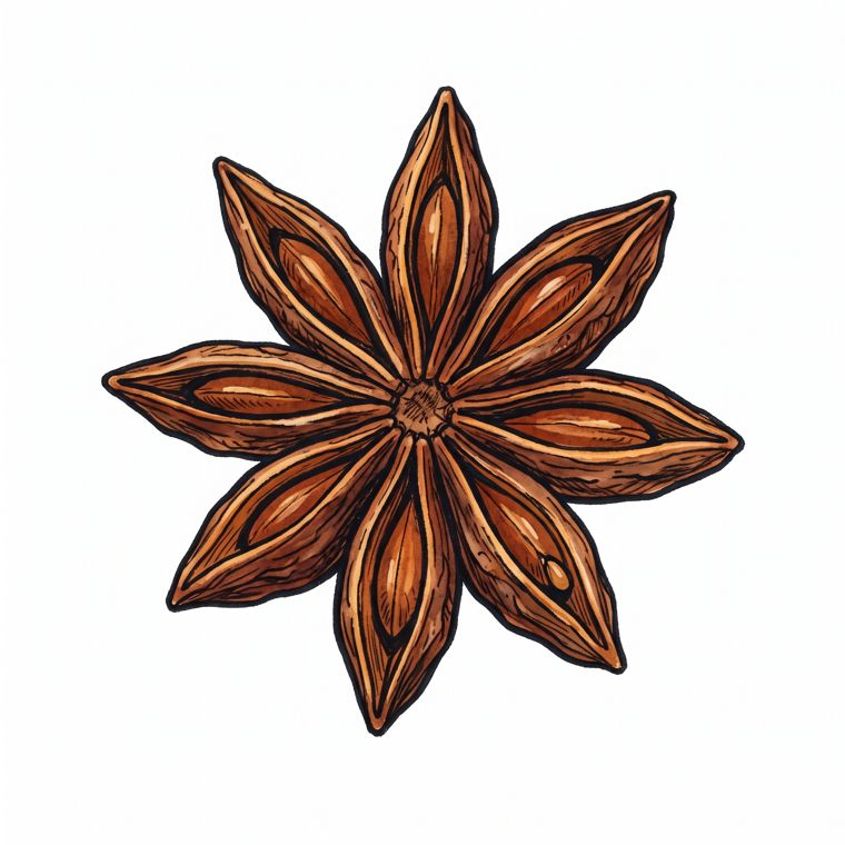 Watercolour star anise illustration